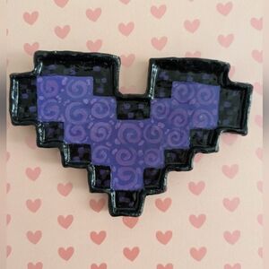 Handmade Heart Minecraft Nether Portal Clay Trinket Dish